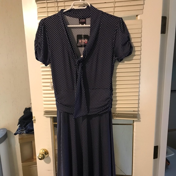 Retrolicious Dresses & Skirts - Navy blue with white polka dots dress